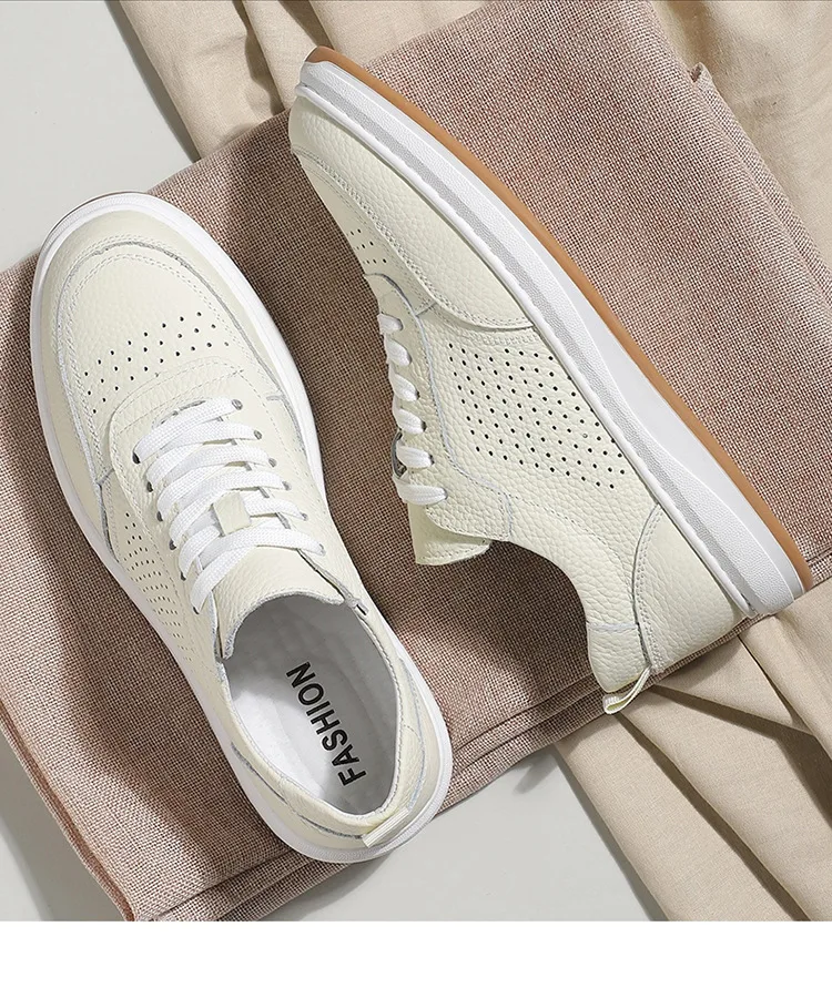 

Новая мужская повседневная обувь из натуральной кожи, дышащая обувь для скейтбординга на плоской подошве, крутые уличные кроссовки без шнуровки