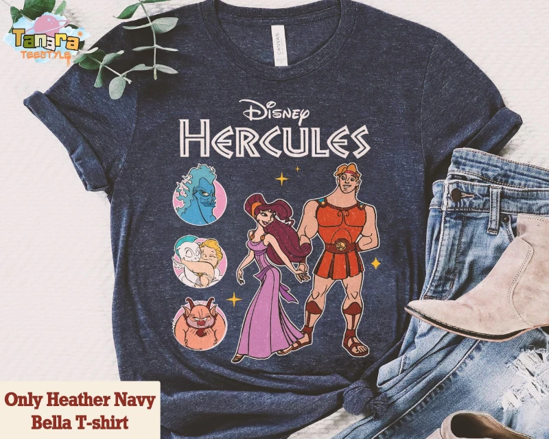 Camiseta retro de los años 90 de Disney Hercules Megara Phil Hades, top corto, colección vintage, perfecta para fanáticos de Disney, Magic Kingdom Disneyland