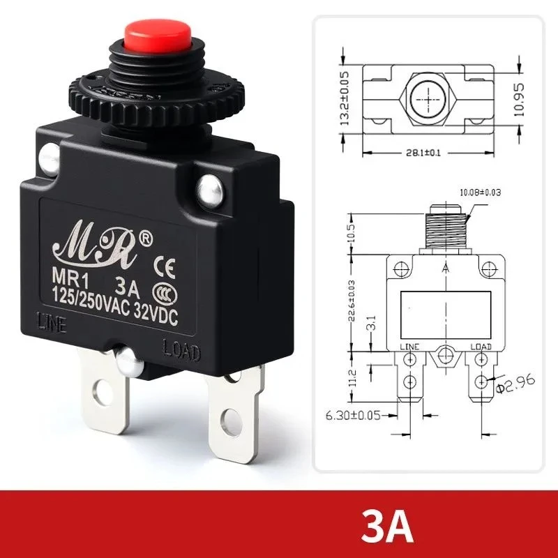 Circuit Breaker Overload Protector Switch Fuse 3A 4A 5A 6A 8A 10A 15A 20A 30A Thermal switch overload protector push button