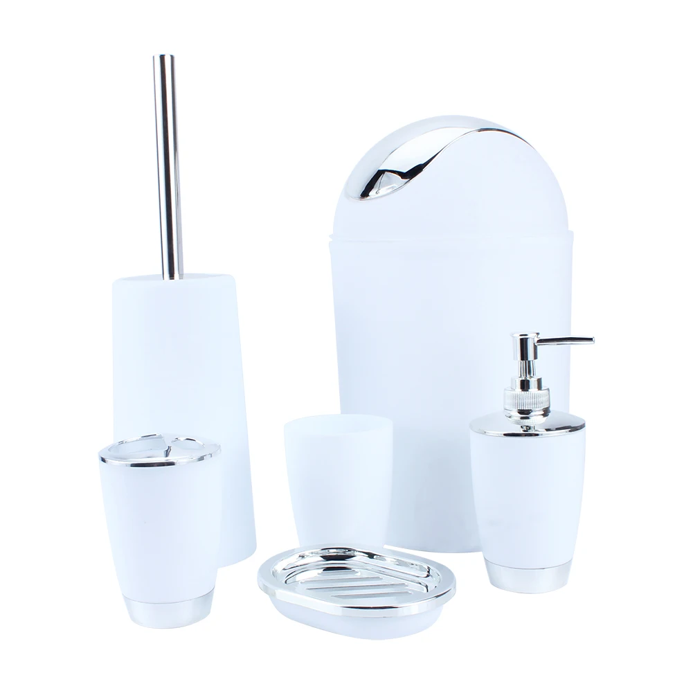 6 In 1 Bathroom Set 6 In 1 Bathroom Accessory Bathroom Accessory Set Bin Soap Dish Dispenser Tumbler Toothbrush Holder