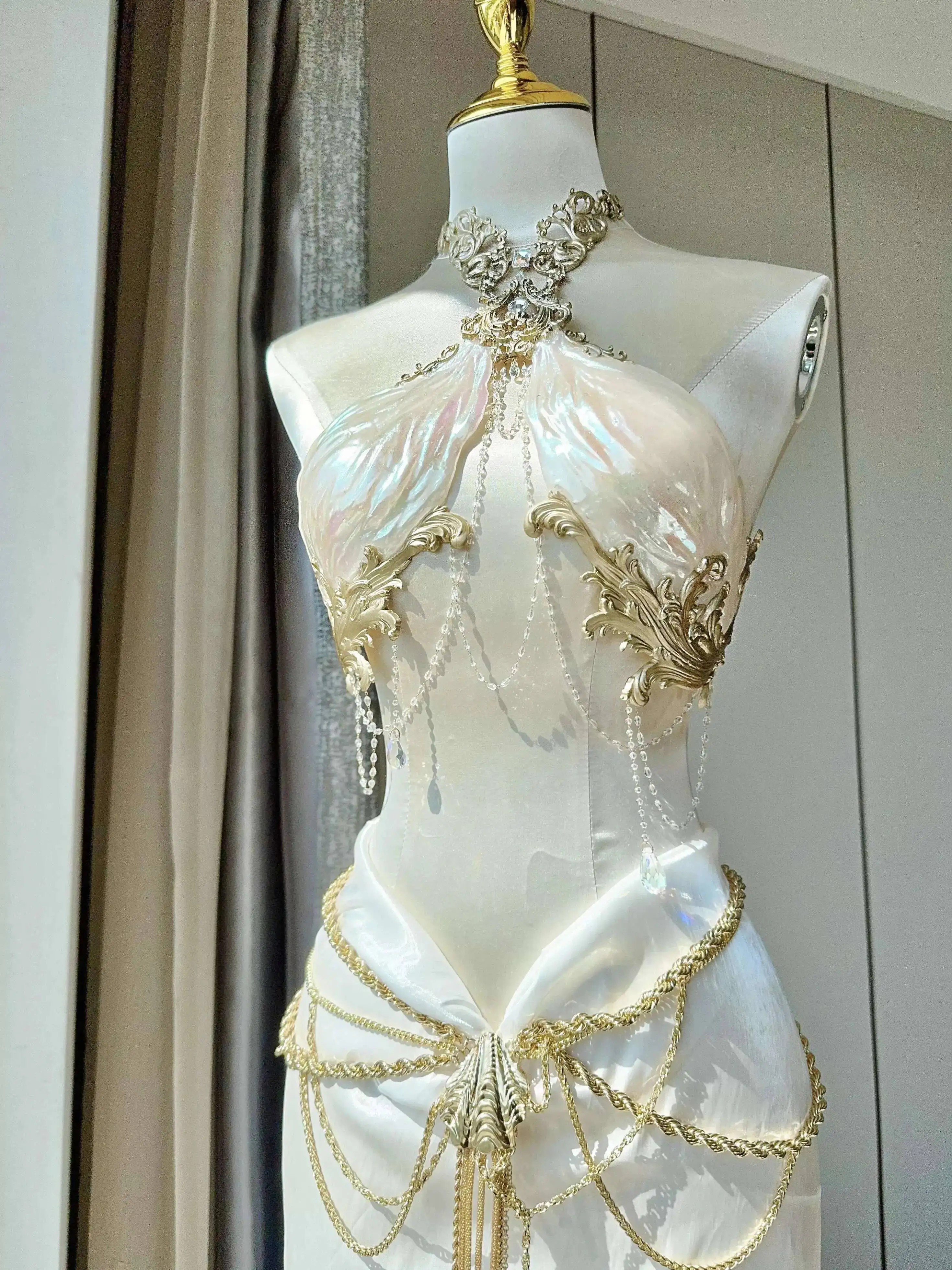 Disfraz de Sirena ZIWU Design, Diseño Original, Disfraz de Elfo, Vestido de Princesa para Fiesta (con Cadena en la Cintura, Falda No Incluida)