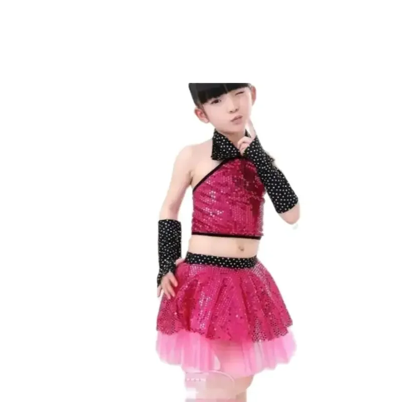 Latin Waltz Dancing Dress Stage Show Dresses Jazz Costumes Children Sequin Jazz Dance Modern Dance Costume