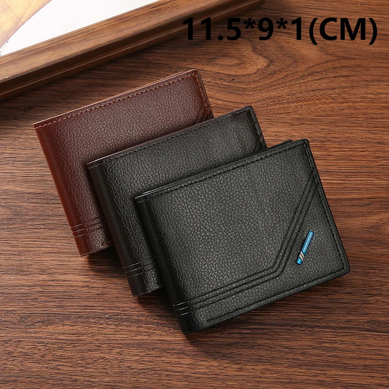 2023 New Men\'s Short Wallet Horizontal Wallet Can Hold Driver\'s License Men\'s Leather Wallet Men Purses for Men