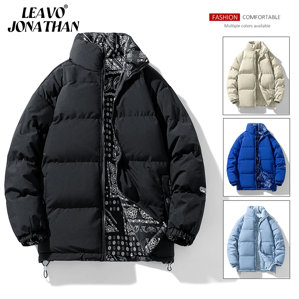 2024 Winter Warm Student Puffer Jacket Cotton Coat Double-sided Wearing Men\'s Cotton-padded Jacket Loose Fashionable Plus Size