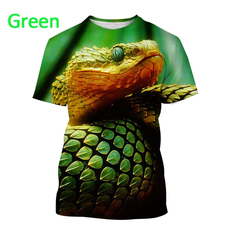 Summer Latest Fashion 3D Printing Snake Graphic T-Shirt Men\'s Street Style Cool Casual Round Neck Short Sleeve T-Shirt Top