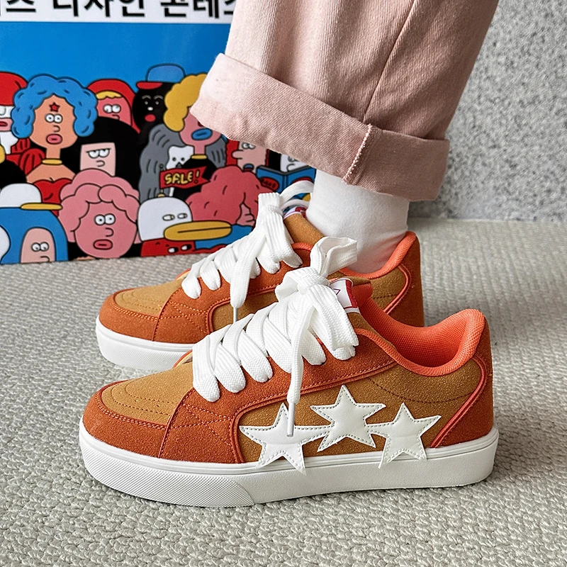 2024 New Men's and Women's Casual Personalized Lace Up Star Sports Shoes, Trendy, Versatile, Wear-resistant, Low Top Board Shoes