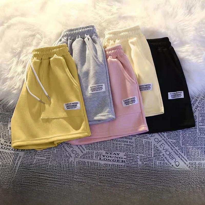 

Летние повседневные спортивные шорты для женщин, свободные домашние брюки, которые можно носить на улице, с высокой талией и широкими штанинами