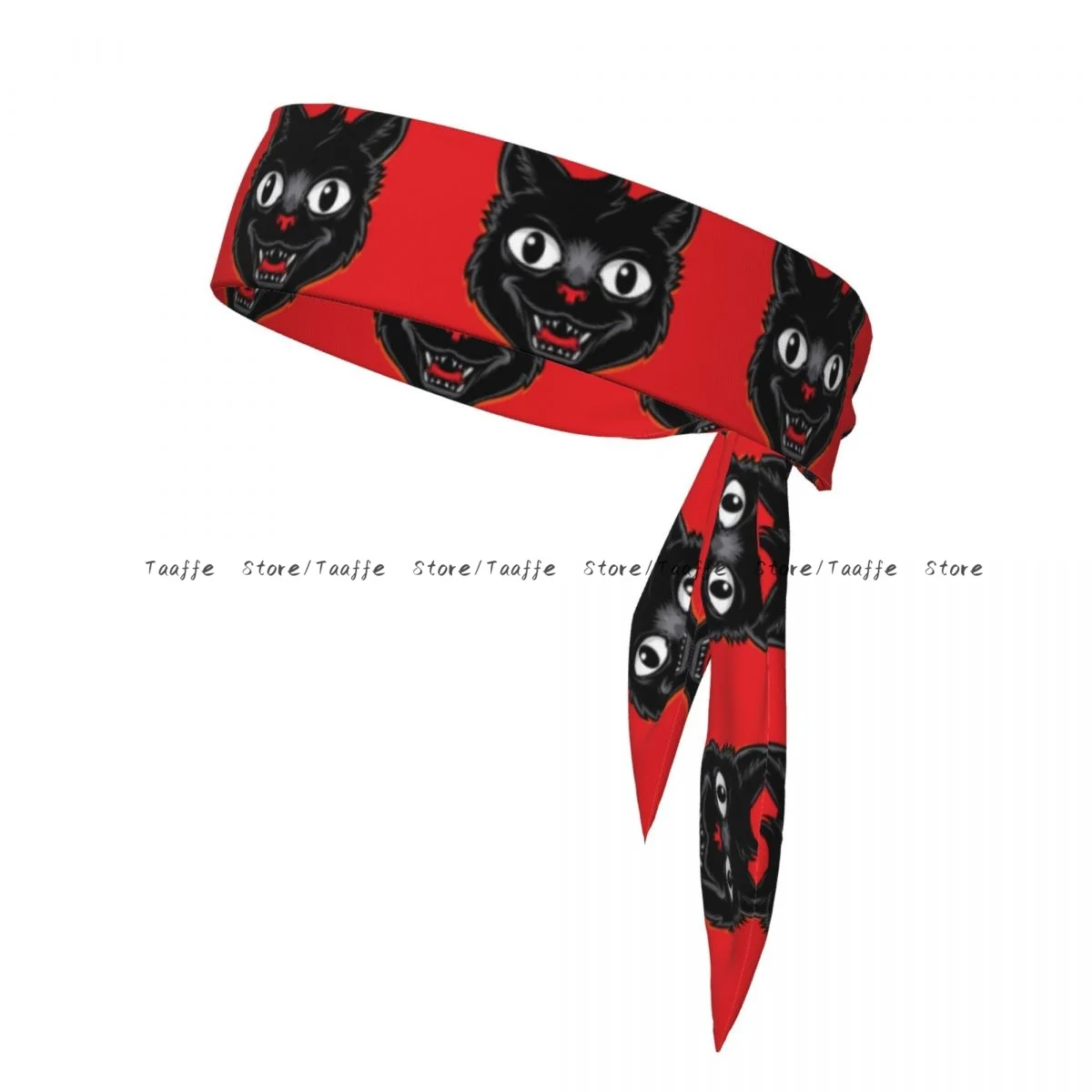 

Tie Headbands Black Cat Head Illustration Sports Head Band Athletic Sweatband Bandana Sweat Wicking