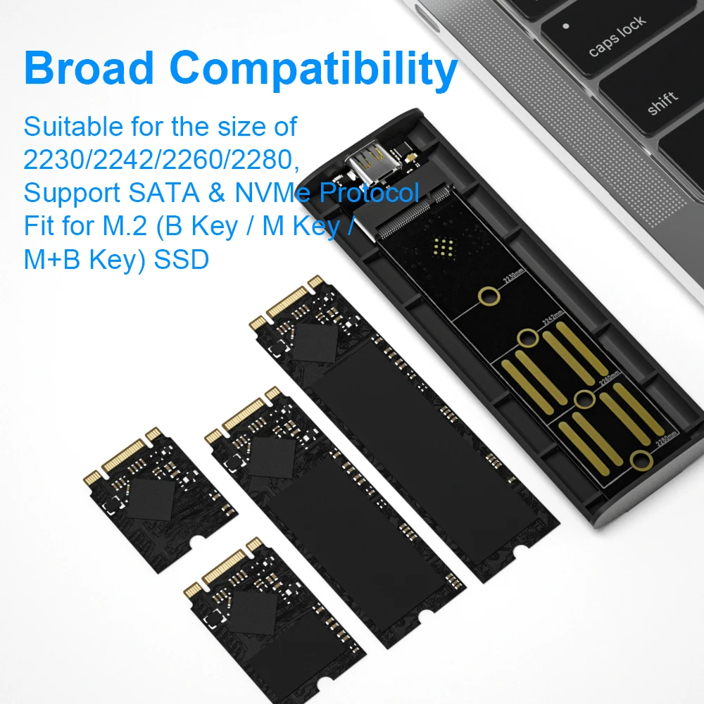 OSCOO-Adaptateur de boîtier SSD M.2 NVMe en aluminium, 10 Gbps, USB C 3.1, Isabel 2 vers NVMe PCIe, M-Key, Solid State Drive, Boîtier externe