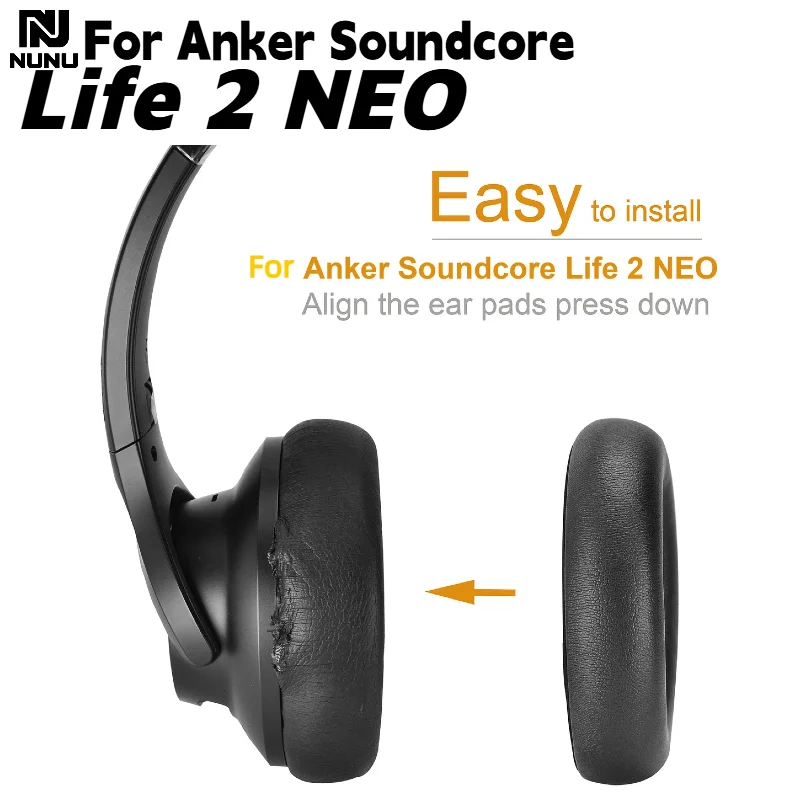 

NUNU Replacement Protein Leather Memory Foam Ear Pads With buckle For Anker Soundcore Fife 2 NEO Headphones repair parts