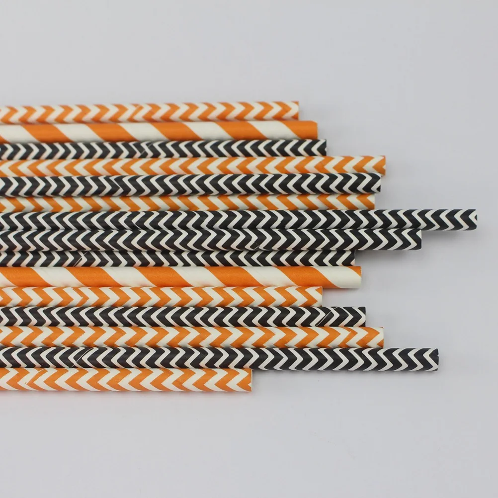

100Pcs Disposable Paper Straws Eco-Friendly Food-Grade Drinking Straws for Halloween Party Restaurant Hotel Green