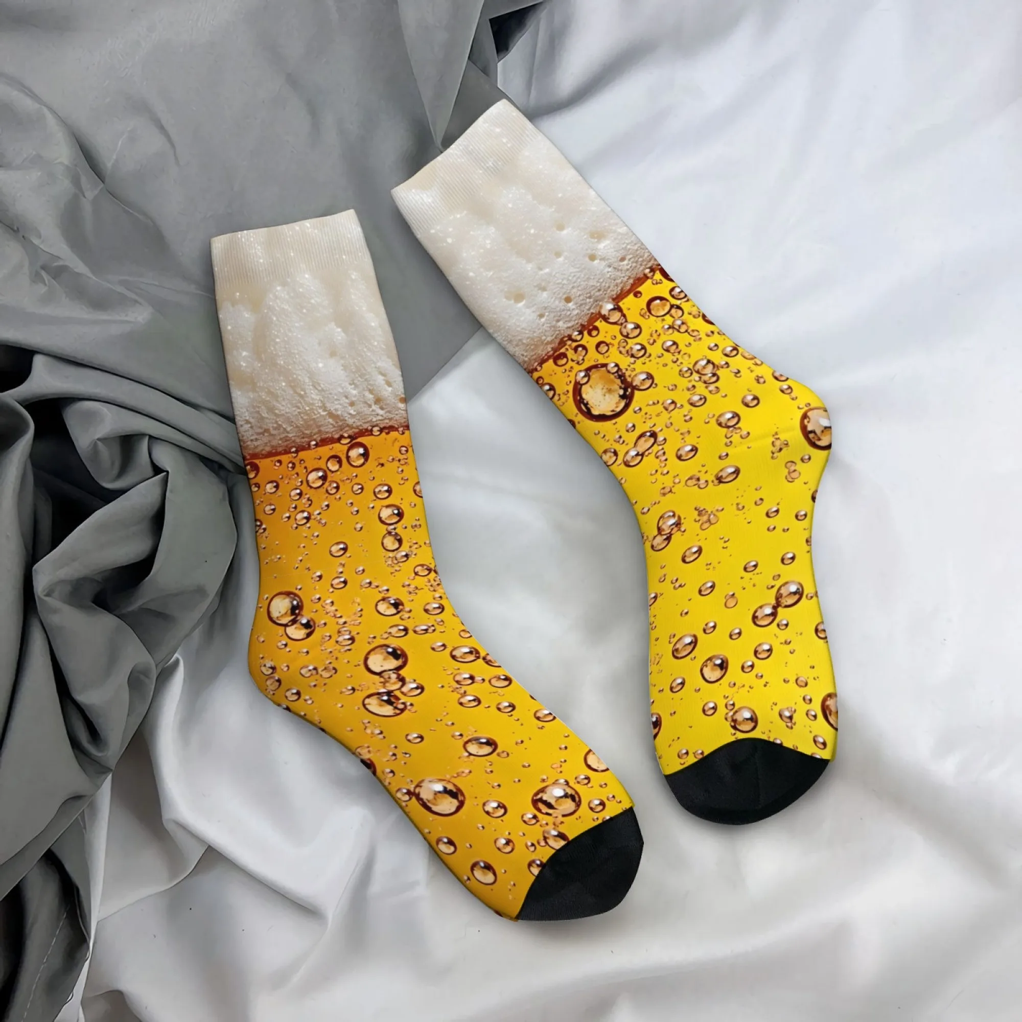 Fun Beer Foam Socks Non-slip Breathable Elastic Men's Socks Basketball Skateboarding Running Funny Hip-hop Fashion Sports Socks