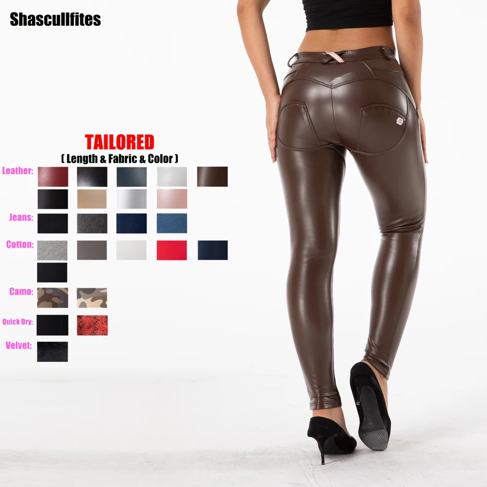 Shascullfites Gym And Shaping Pants Tailored Brown Faux Leather Pants Fleece Lined Yoga Pants Thick Warm Leggings For Winter