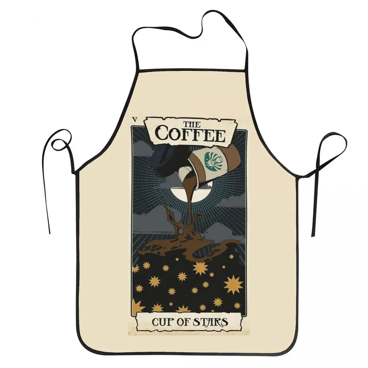 

Cup Of Star Coffee Tarot Card Apron Chef Cooking Cuisine Tablier Waterproof Bib Kitchen Cleaning Pinafore for Women Men Painting