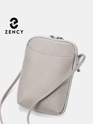 Zency Soft Genuine Leather Female Handbag Small Phone Bag Multi-functional Cross body Shoulder Card Holder Bag With Key Ring New