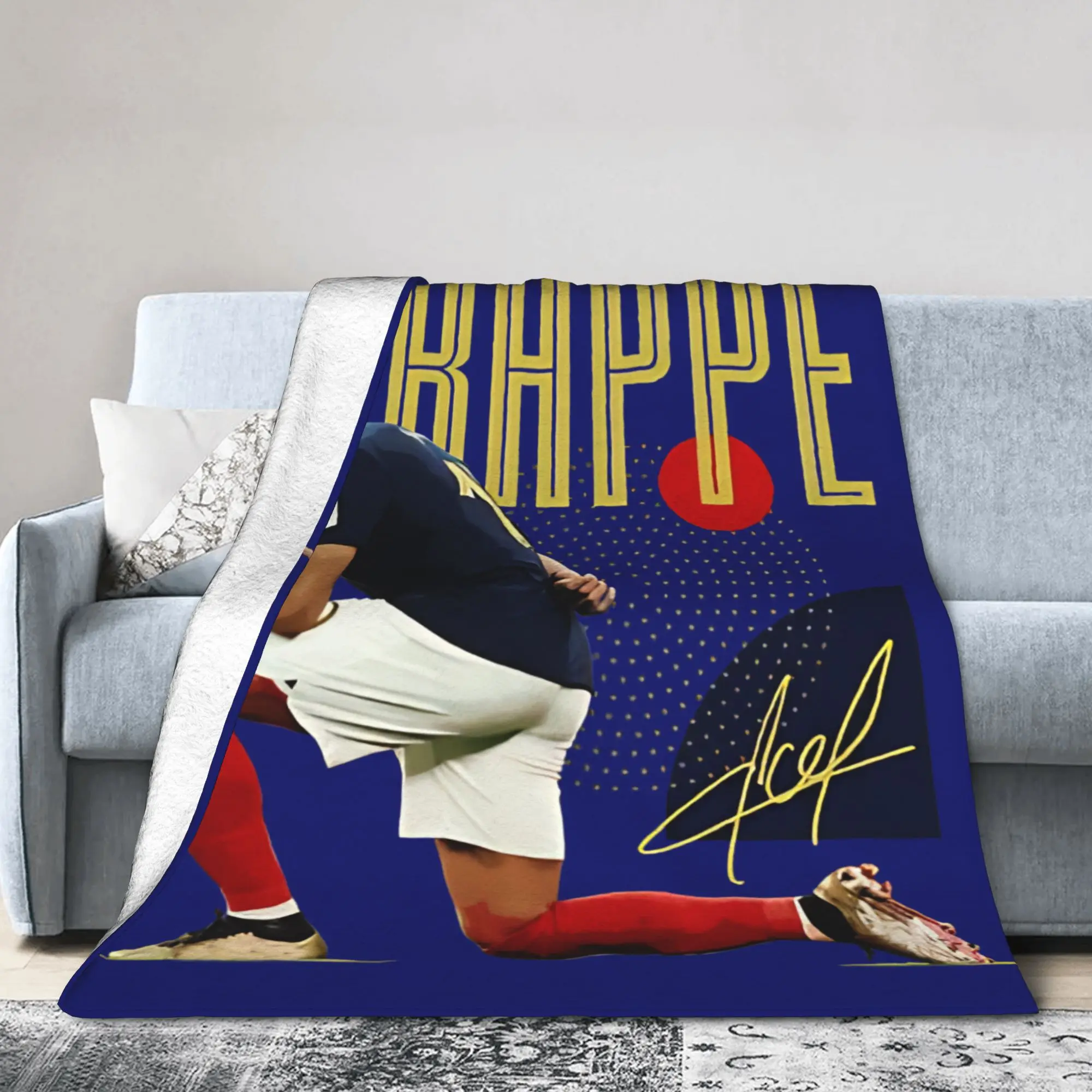 Mbappes France Football Blankets Fleece Spring/Autumn  Breathable Lightweight Thin Throw Blankets for Home Office Bedding Throws
