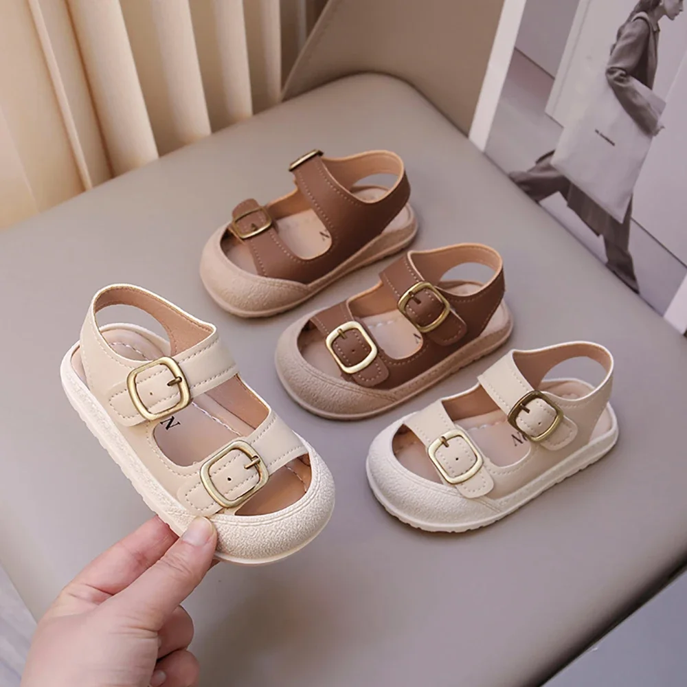 

PU Leather Summer Sandals for Boys Crash-protection Children's Beach Shoes Baby Girl Shoes Toddler Girls Sandals