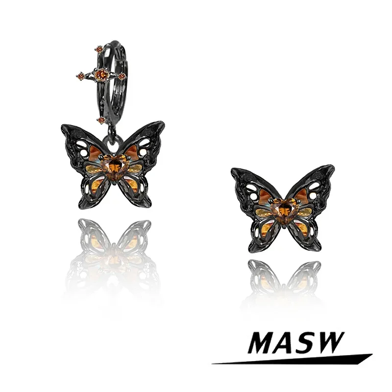 

MASW Original Design Popular Cool High Quality Black Cross Buttefly Earrings For Women Girl Party Wedding Gift Jewelry