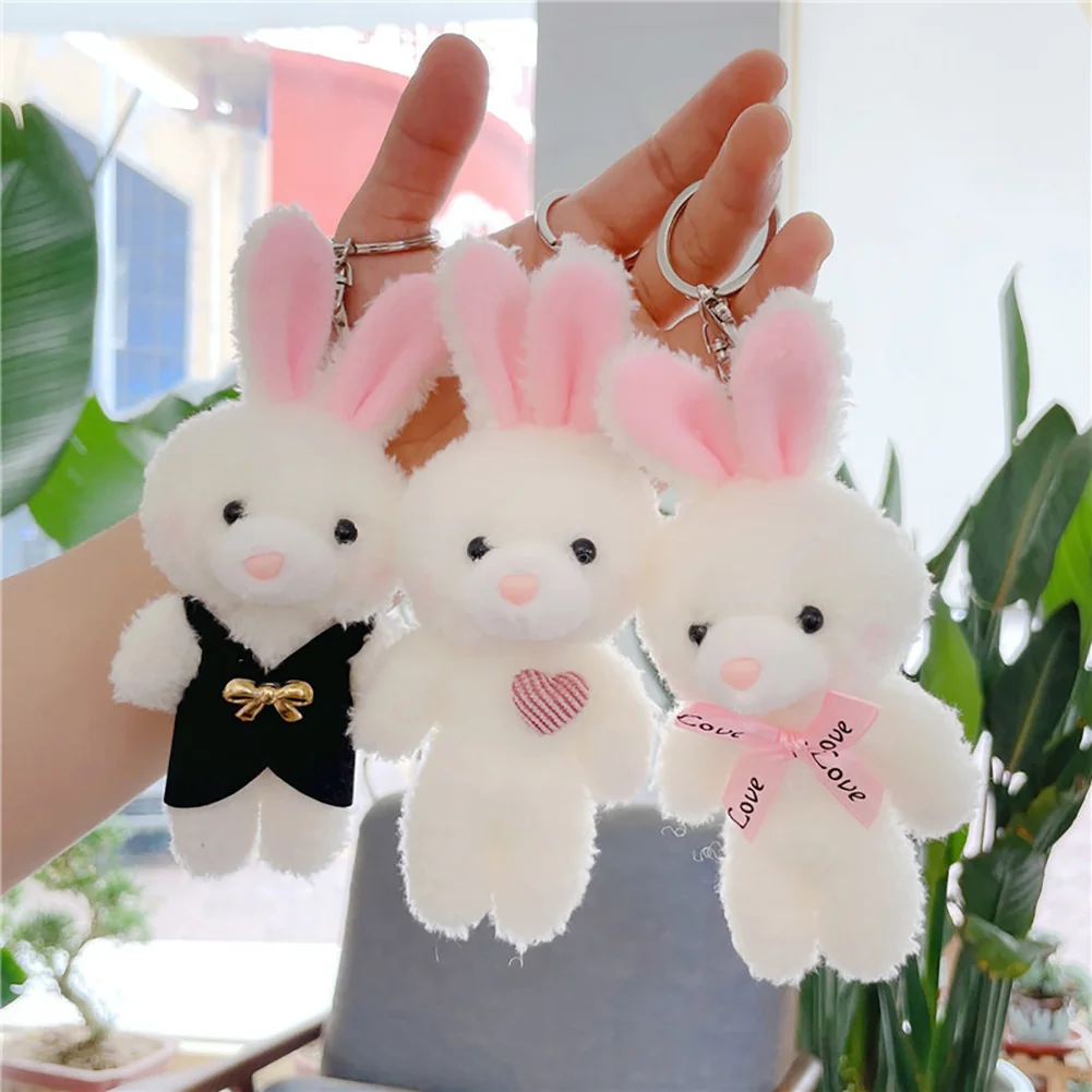 Cute Simulation Rabbit Keychain para Meninas, Anime Pendant, Schoolbag, Plush Toy, Claw Machine, Ornamentos, Presentes para Crianças, Boneca, 1Pc