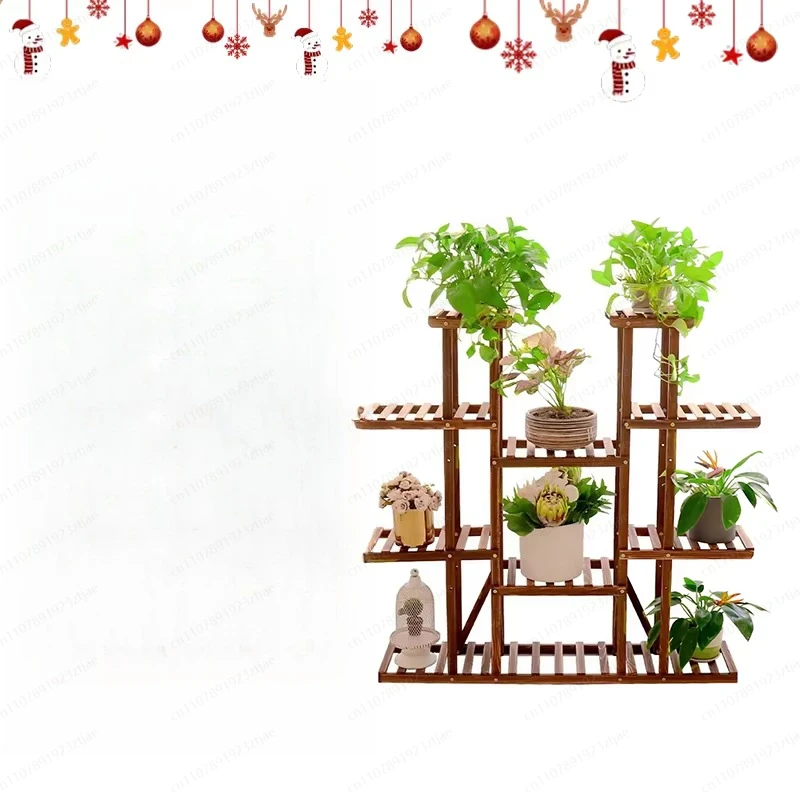 Living Room Solid Wood Flower Shelf Multi-storey Indoor Balcony Floor-to-ceiling Flower Pot Rack Household Shelf