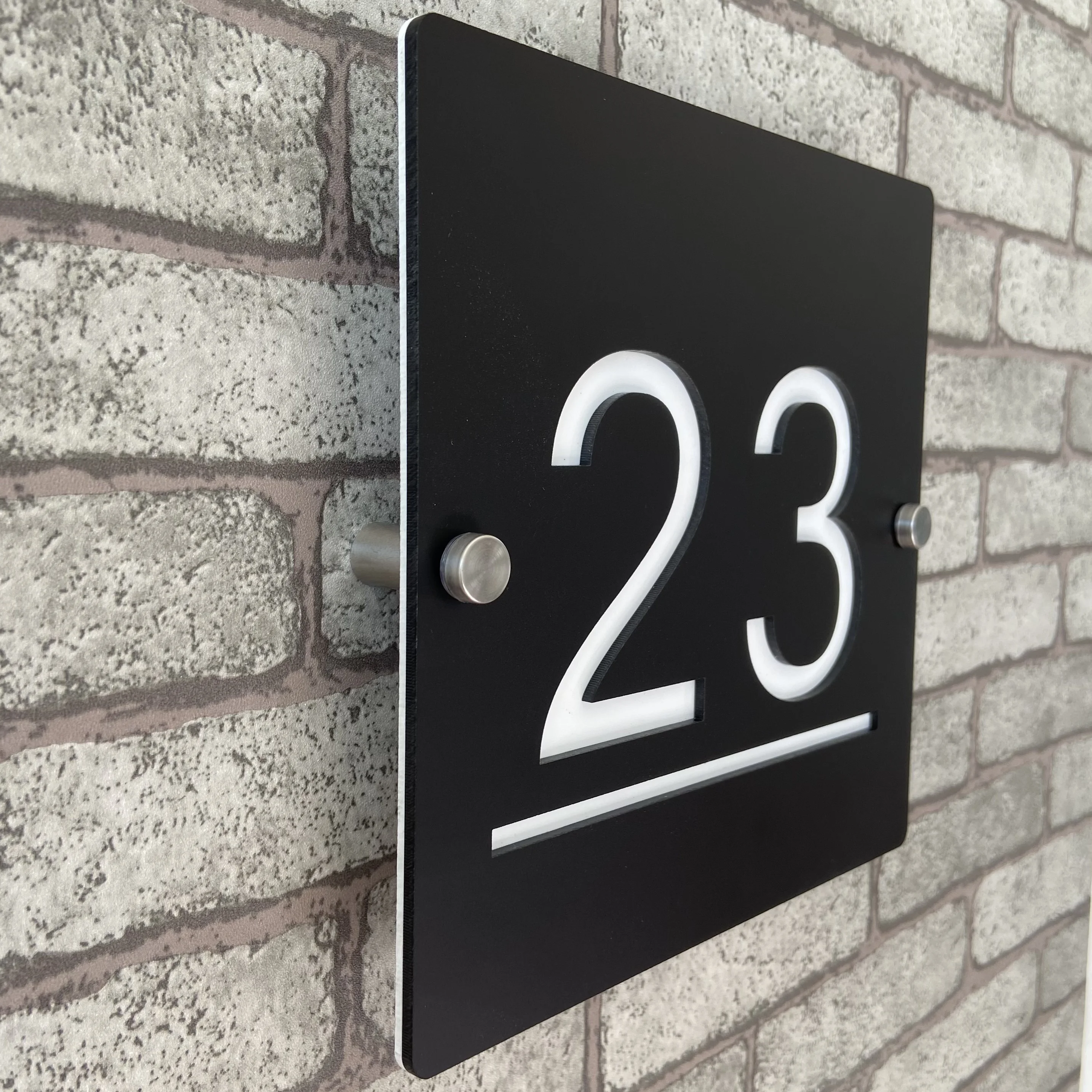 3D Digital Black and White Mirror Custom Modern Acrylic House Numbers Sign Plate Outside Address Name Door Room Floating Plaque