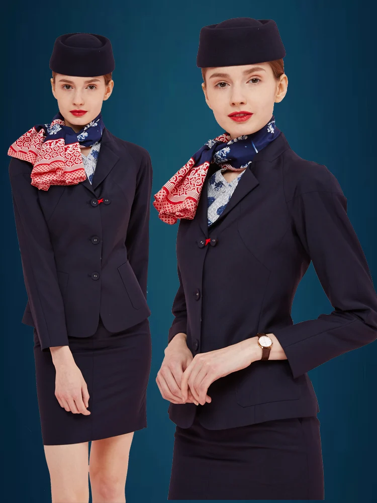 

Gold Class Uniform New Style Flight Attendant Professional Suit Set Vest Slim Fit Interview Hotel Workwear Long Sleeve Suit