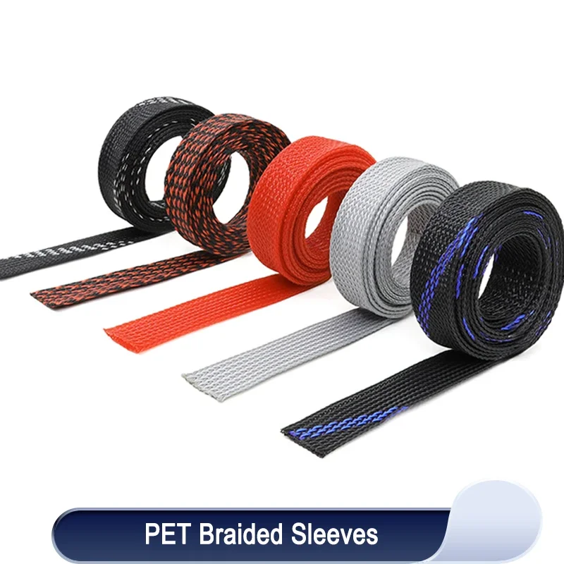 

2/10m PET Expandable Braided Sleeve 2/4/6/8/10/12/14/16/20/25/30/40mm High Density Insulation Nylon Cable Protector Sheath DIY