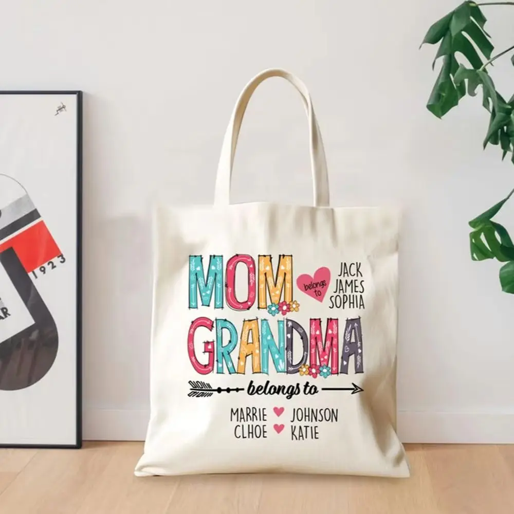 

Suburb Canvas Tote Bag Custom Mommy Inscription Print Local Mothers Neighborhood Browse Daily Purchased Object Keeping Gift