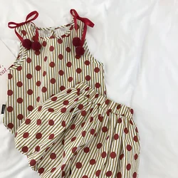 Girl Polka Dot Set Children's Clothing Summer New Baby Cute Suspender Sleeveless Top and Shorts Two-piece Set Kids Suits