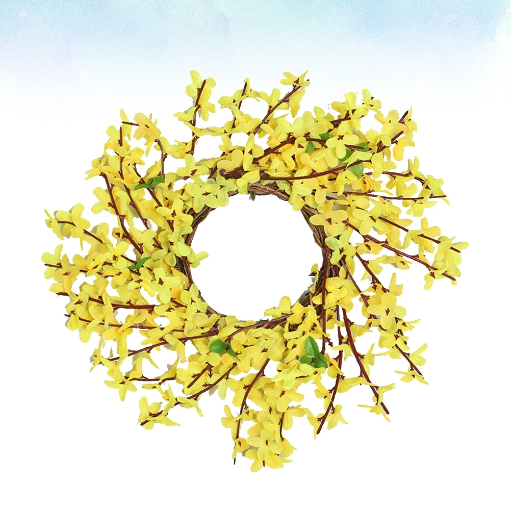 

Simulated Forsythia Wreath Artificial Floral Decor Front Door Hanging Spring Home Elegant Versatile Wedding Photo Prop Fake