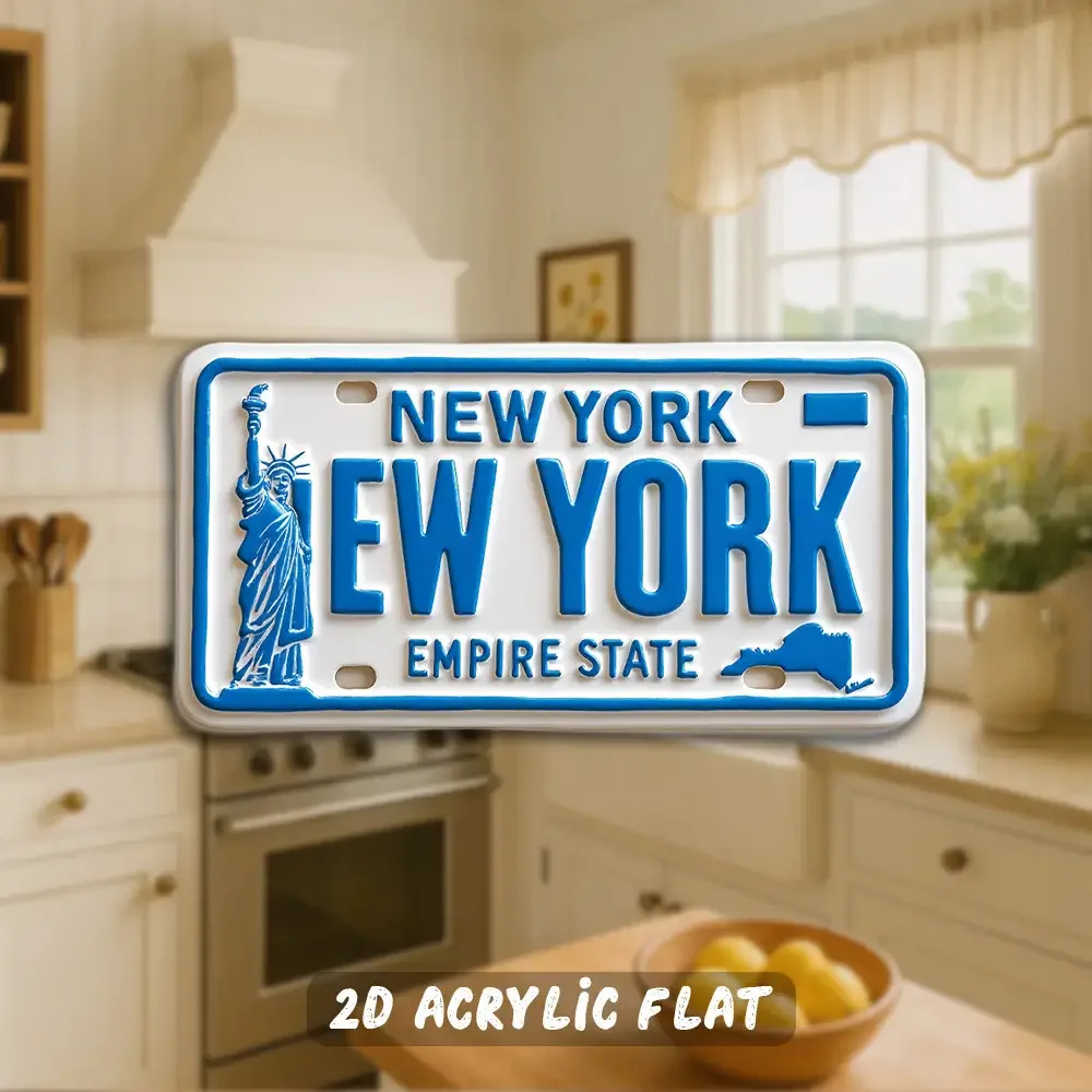 New York Magnet - Strong Adhesion, Eye-Catching Blue NYC Design Featuring Statue of Liberty And State Outline Pattern - Suita