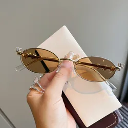 Oval Shape Sunglasses Women Rhinestone Decoration UV400 Protection Women's Sun Glasses Campus style Girls Glass