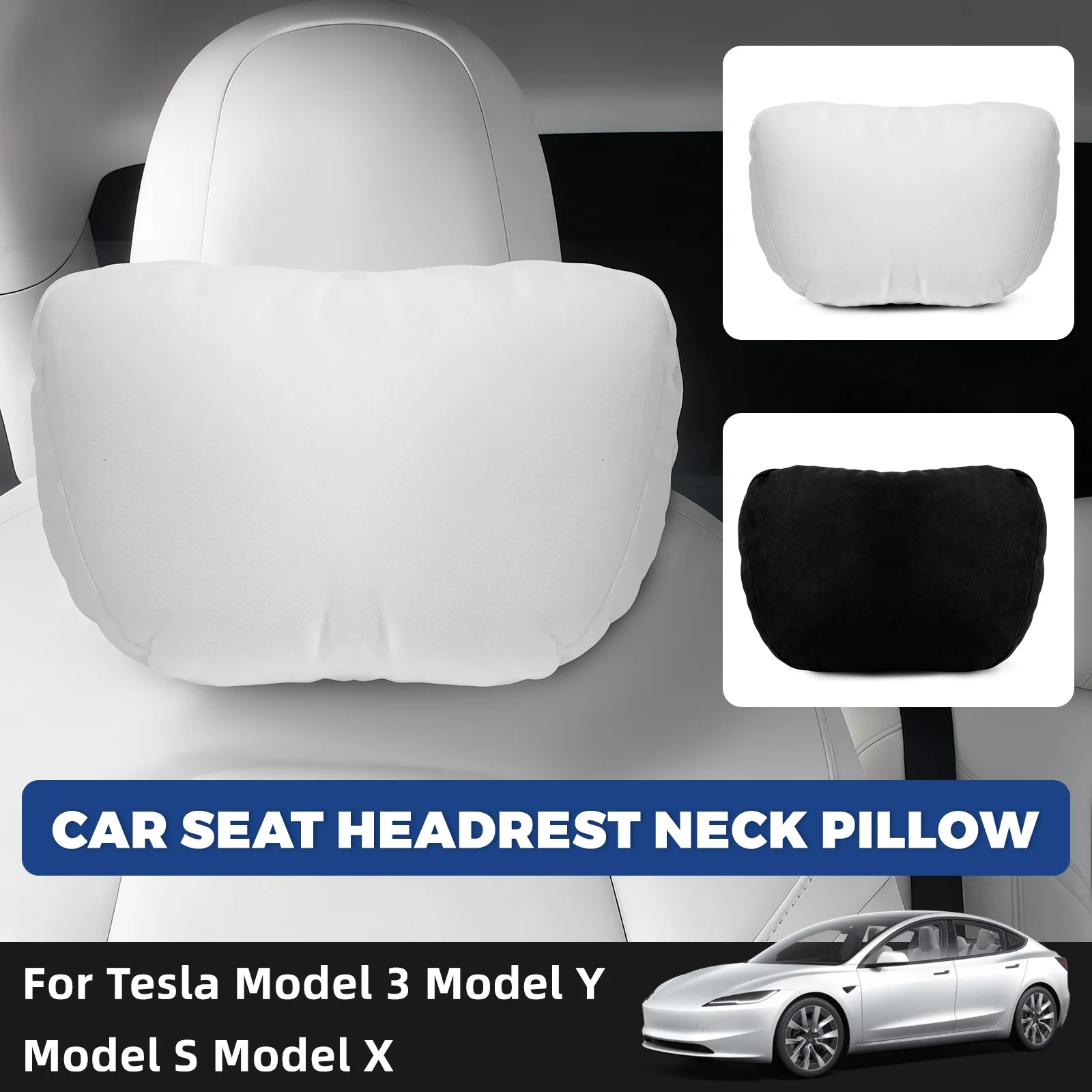 

For Tesla Model 3 Model Y S X Car Neck Pillow Protective Headrest Neck Support Black/White Headrest Car Accessories
