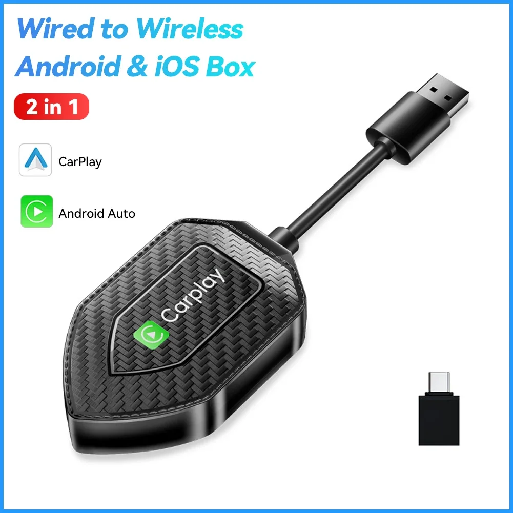 2 In1 Carplay Android Auto Mini Box Wireless Carplay Adapter Wired to Wireless Carplay For Android Phone Plug And Play Auto Conn