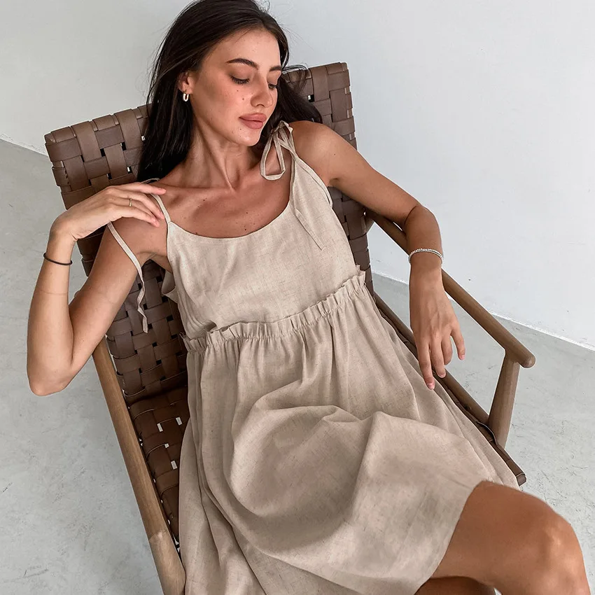 

Summer Thin Pajamas For Women 100% Cotton Loose Comfortable Sleeveless Nightdress Suspender Nightdress Casual Home Clothes