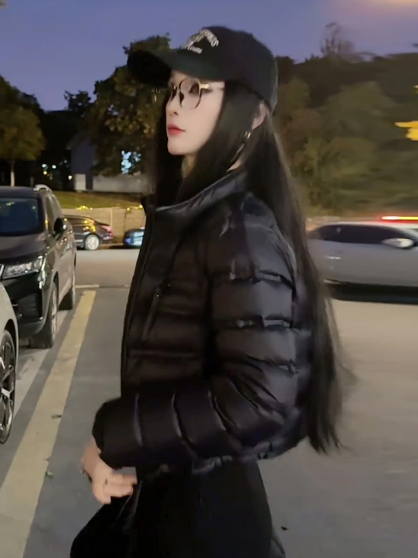 Sle coreano da donna ort leggero imbottito Jaet Bla colletto alla coreana Du piumino caldo Sli Fro per donna