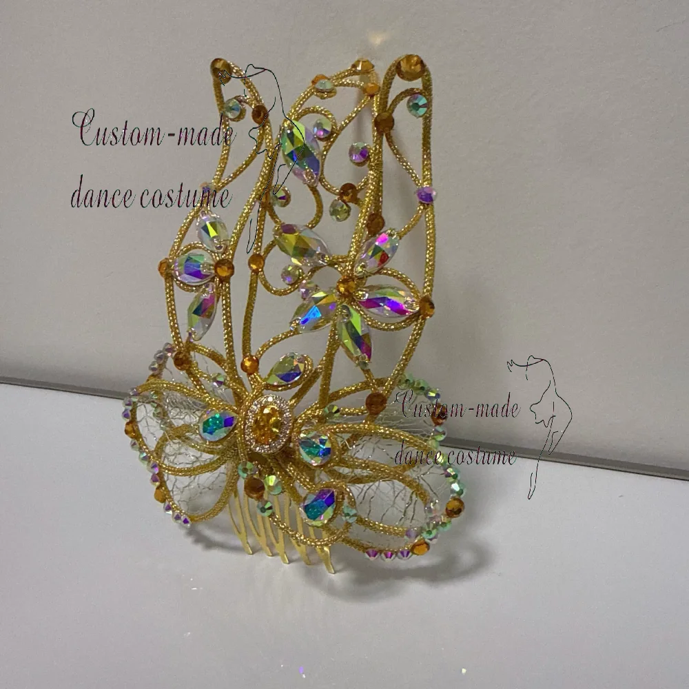 Headpiece de competição de balé, headpiece de variação de carnaval veneziano, pente de cabelo Paquita, feito à mão personalizado