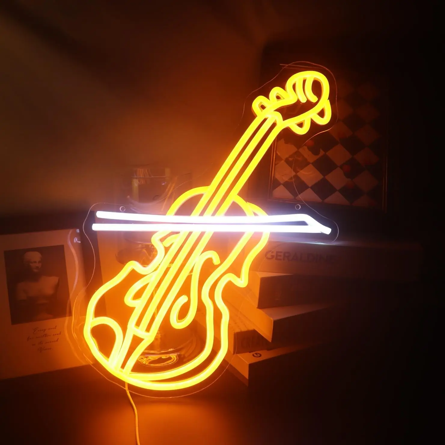 

Violin Neon Sign Music Player LED Neon Light for Music Instrument Bedroom Game Room Wall Decor Birthday Gift for Music Lovers