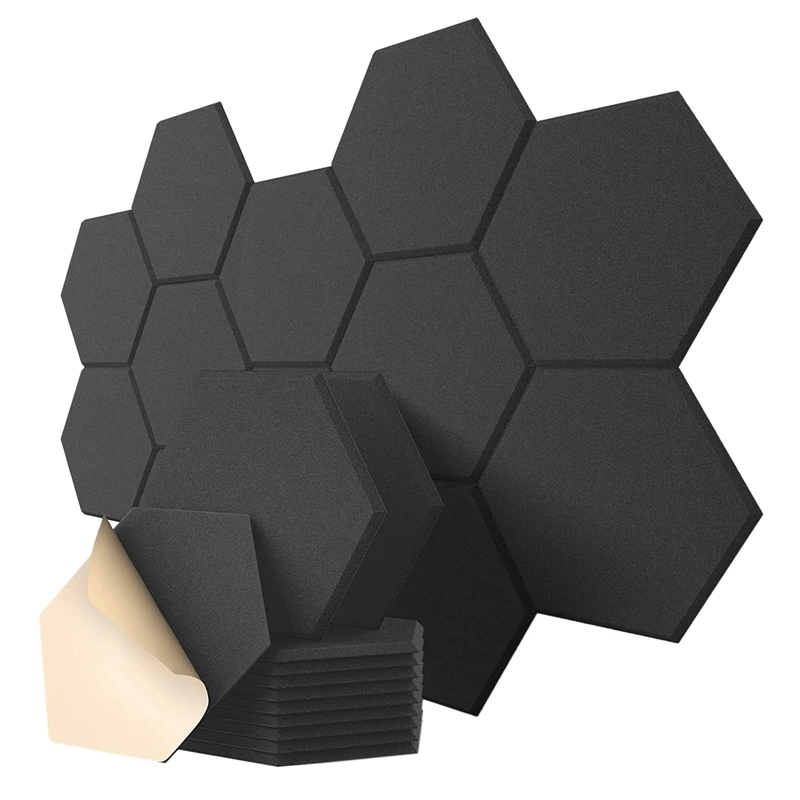 

New 12 Pack Self-Adhesive Acoustic Panels, 12X10X 0.4 Inch Soundproof Foam Panels,Hexagon Soundproof Panels