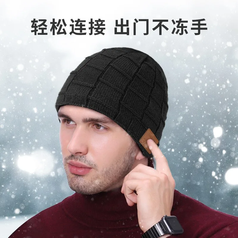 Bluetooth 5.4 Fleece Warm Winter Music Call Headset Hat Creative Design Wireless