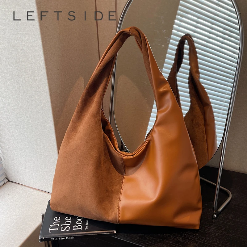 

Левая сторона, женская сумка через плечо из искусственной кожи большой емкости, зима 2025, ретро-сумка-хобо, роскошная дизайнерская новая тенденция, женские брендовые сумки