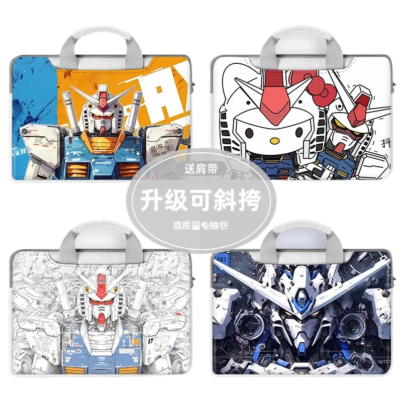 

Аниме Периферийная сумка для ноутбука Gundam 12, 13, 14, 15, 16 дюймов, милая портативная водонепроницаемая сумка из искусственной кожи с мультяшным принтом, модная сумка для хранения, студенческий подарок
