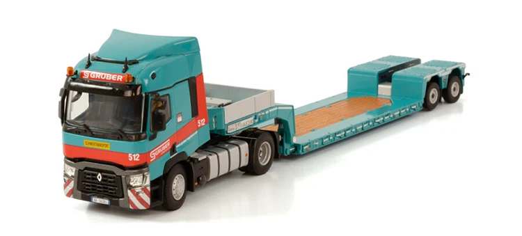 

Diecast Model Replica WSI 1:50 Scale REN AULT T 4X2 Tractor, Euro Low Board Trailer Transport Truck Vehicle ,GRUBER 01-3753