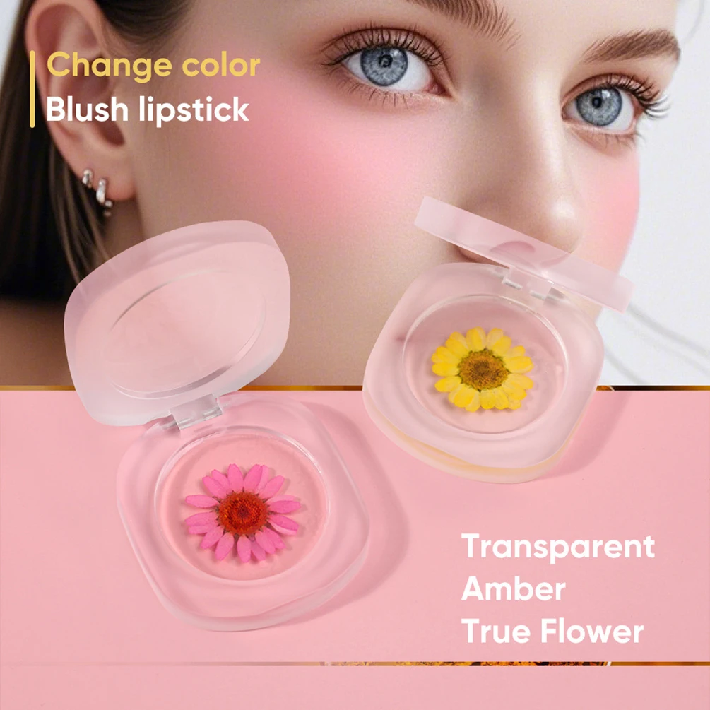 Private Label 2-style Blush Cream Custom Logo 3g Real Flower Jelly Blusher Warm Change Rouge Bulk Long Lasting Pigment Makeup