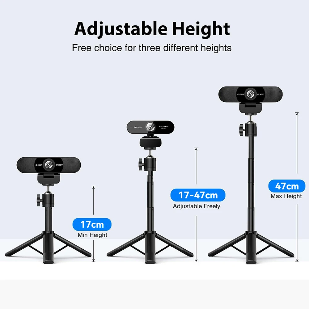 EMEET Portable Desktop/Tabletop Webcam Tripod Professional Mirrorless Cameras Mini Tripod for Most Web Camera/Phones/GoPros