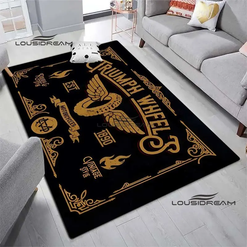 Retro Motorcycle Carpets and Rug 3D Printing Triumph Soft Carpet Floor Mat Living Room Bedroom Decorate Large Area Soft Carpet