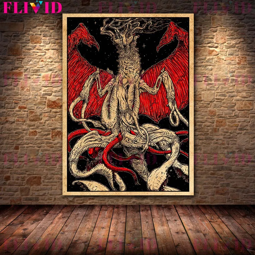 Bloodthirsty Butcher And Undead Demon Vintage Wall Art Canvas Painting Abstract Horror Bloody Devil Art Poster Prints Home Decor