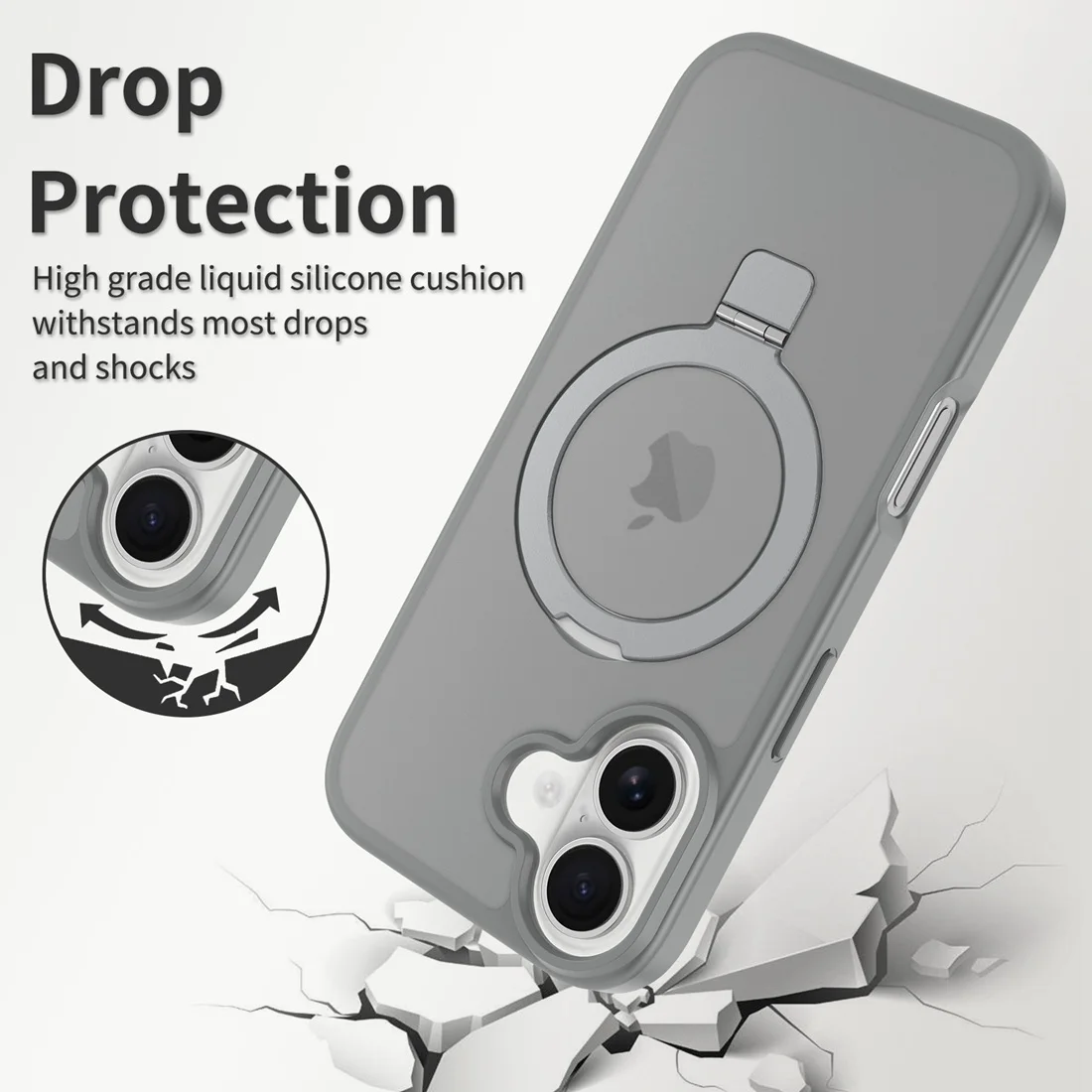 Für iPhone 17 Handyhülle mit Ständer, Kompatibel mit MagSafe Stoßfeste Schlanke Durchscheinende Matte Handyhülle Passend für iPhone 17 – Detail 9