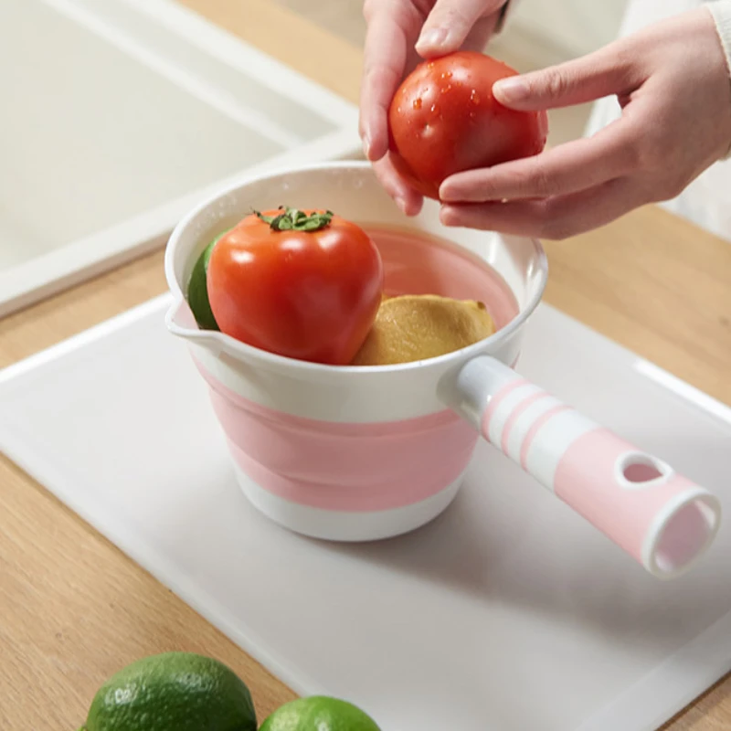 1pc, Durable Pp Folding Water Scoop - Large, Thickened Plastic With Long Handle For Kitchen & Bathroom Use