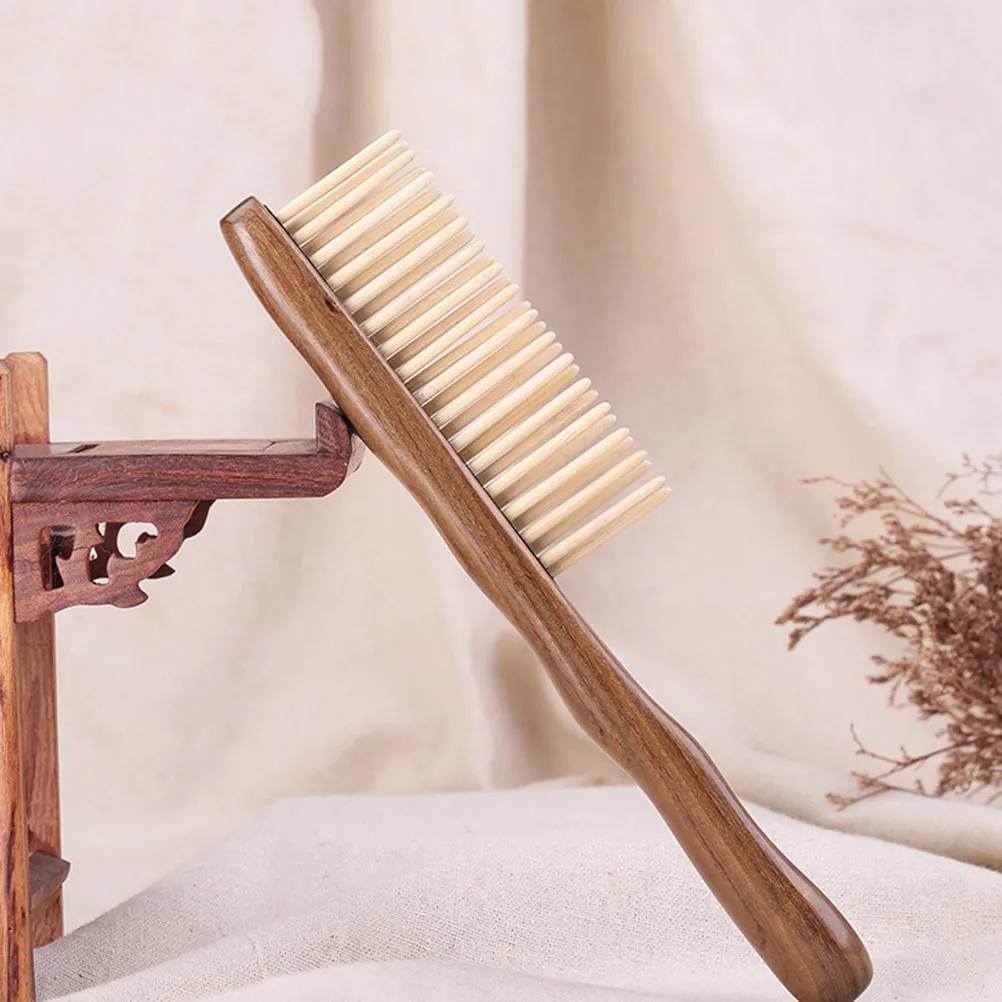 Natural Sandalwood Hair Comb Double-Row Teeth Scalp Massage Comb Anti-Static Stimulate Circulation Relieve Headache Hairdressing